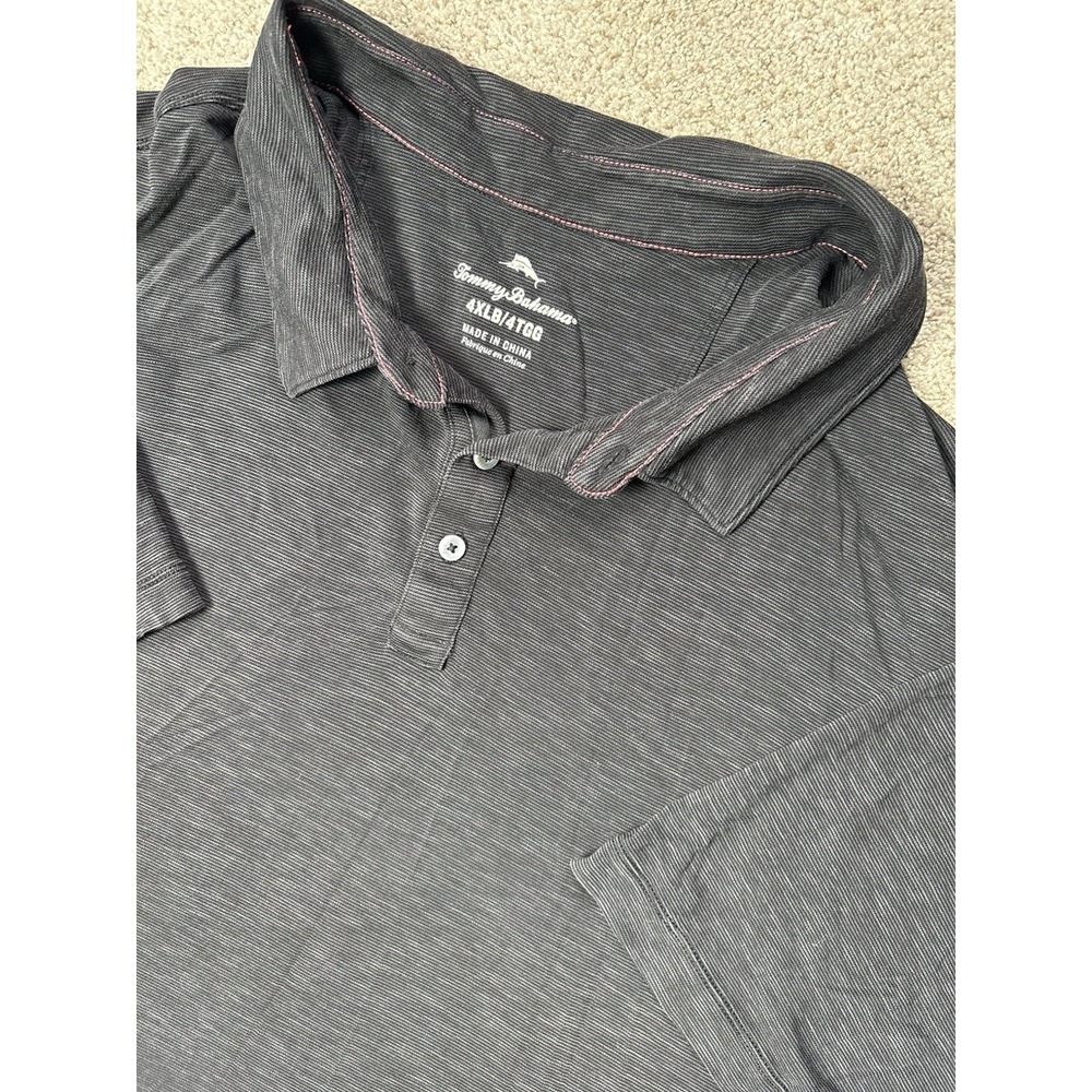 Tommy Bahama Polo Mens 4XLB Performance Short‎ Sleeve Collared Black Solid Shirt